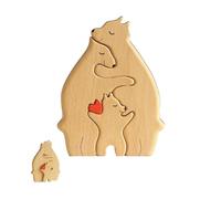 HPiano Puzzle Familial Ours en Bois Personnalisé, Art Décoratif Statue Cadeau pour la Famille Artistique