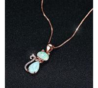 HPIP Charme Femme Cristal Chat Pendentif Collier Rose Et Or Couleur Argent Chaîne Colliers Vintage Opale Animal Colliers De Mariage pour Les Femmes