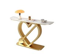 HPIRFYE Table Console avec Plateau en Pierre frittée, Cadre Artistique en Forme de cœur, Table d’appoint contemporaine, Structure en métal allié, pour Salon, Hall ou entrée(White+Gold,100cm)