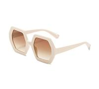 HPIRME Carré femme lunettes de soleil surdimensionné chaîne Vintage nuances femmes polygone lunettes de soleil femme lunettes UV400, thé, taille unique