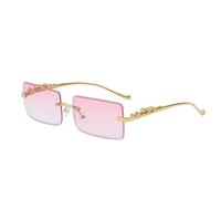 HPIRME Jambes Lunettes de soleil sans monture pour femmes Lunettes de soleil carrées Femme Lunettes de soleil dégradées sans cadre Hommes zonnebril dames, Double Pink, taille unique