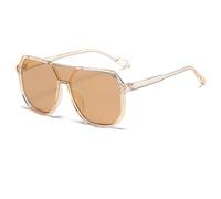 HPIRME Lunettes à monture en plastique pour femmes, double pont, une pièce, tendance, pour hommes, sports de plein air (transparent-marron)