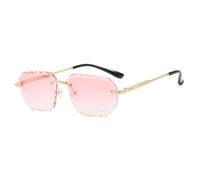 HPIRME Lunettes de luxe punk sans monture pour femmes, bords taillés, protection UV400 pour hommes (rose dégradé or)