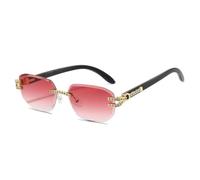 HPIRME Lunettes de luxe sans monture dégradée pour femmes et hommes, protection UV400 (rouge doré)
