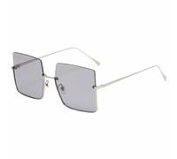 HPIRME Lunettes de luxe tendance surdimensionnées à demi-monture pour femmes, monture en métal, protection UV400 pour hommes (gris argenté)