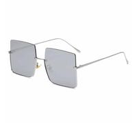 HPIRME Lunettes de luxe tendance surdimensionnées à demi-monture pour femmes, monture en métal, protection UV400 pour hommes (argent)