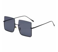 HPIRME Lunettes de luxe tendance surdimensionnées à demi-monture pour femmes, monture en métal, protection UV400 pour hommes (noir et gris)