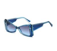 HPIRME Lunettes de mode pour femmes, monture triangulaire à clip (BLEU GRIS BLEU)