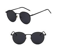 HPIRME Lunettes de pêche rondes à monture métallique pour femmes et hommes, verres UV400 (noir et gris)