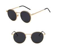 HPIRME Lunettes de pêche tendance à monture métallique rondes pour femmes et hommes (doré et gris)