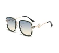 HPIRME Lunettes de soleil à monture large en métal pour femmes, monture tendance, branches incrustées, verres teintés (c5)