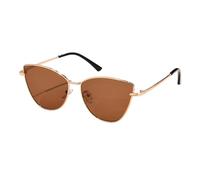 HPIRME Lunettes de soleil à monture triangulaire en métal pour femmes, tendance, petites, œil de chat, streetwear, UV400 (marron)