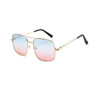 HPIRME Lunettes de soleil carrées à double faisceau pour femmes et hommes, monture en alliage métallique, lunettes de soleil vintage miroir surdimensionnées, 1, taille unique