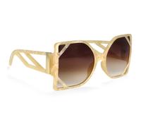 HPIRME Lunettes de soleil carrées à grande monture pour femmes, verres surdimensionnés creux UV400, verres vintage, 6, taille unique