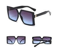 HPIRME Lunettes de soleil carrées blanches femmes nuances surdimensionnées lunettes grand cadre lunettes de soleil femme Vintage nuances rétro, gris noir, taille unique