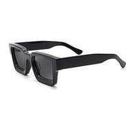 HPIRME Lunettes de soleil carrées en acétate hommes conduite lunettes de soleil femmes UV400, C01 noir, taille unique