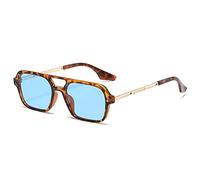 HPIRME Lunettes de soleil carrées femme été bonbon vert rétro lunettes de soleil femme dégradé creux lunettes, bleu léopard, taille unique