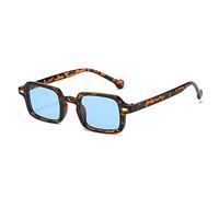 HPIRME Lunettes de soleil carrées femmes rétro rivets décoration nuances dégradées UV400 hommes lunettes de soleil léopard, bleu léopard, taille unique