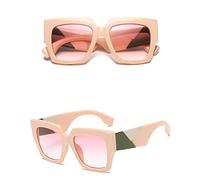 HPIRME Lunettes de soleil carrées surdimensionnées à dessus plat femmes dégradé style d'été femmes lunettes de soleil femme grandes lunettes carrées UV400, rose, taille unique