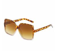 HPIRME Lunettes de soleil carrées surdimensionnées femmes grand cadre lunettes de soleil femme miroir dégradé Hip Hop nuances, C4 LeopardTrans, One szie