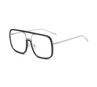 HPIRME Lunettes de soleil carrées surdimensionnées pour femmes, verres transparents rétro pour hommes et femmes, lunettes noires transparentes, taille unique