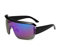 HPIRME Lunettes de soleil de sport femmes une pièce masque surdimensionné forme visière lunettes de soleil hommes lunettes coupe-vent à dessus plat, 1, taille unique