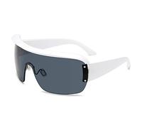 HPIRME Lunettes de soleil de sport femmes une pièce surdimensionné masque forme visière lunettes de soleil hommes lunettes coupe-vent à dessus plat, 6, taille unique