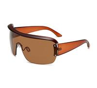 HPIRME Lunettes de soleil de sport femmes une pièce surdimensionné masque forme visière lunettes de soleil hommes lunettes coupe-vent à dessus plat, 5, taille unique