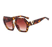 HPIRME Lunettes de soleil dégradées à imprimé serpent polygone pour femmes Vintage surdimensionnées carrées arc-en-ciel lunettes de soleil femmes nuances Uv400, thé léopard, taille unique