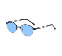 HPIRME Lunettes de soleil demi-monture irrégulières pour femmes et hommes, style vintage, luxe, punk, UV400 (noir et bleu)