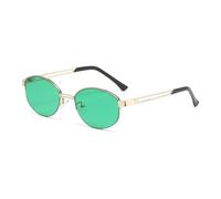 HPIRME Lunettes de soleil demi-monture irrégulières pour femmes et hommes, style vintage, luxe, punk, UV400 (or-vert)