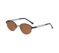 HPIRME Lunettes de soleil demi-monture irrégulières pour femmes et hommes, style vintage, style punk, UV400 (noir et marron)