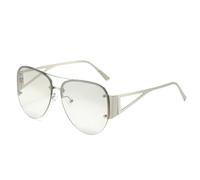 HPIRME Lunettes de soleil demi-monture tendance pour femmes, style punk luxueux, protection UV400 (argent)