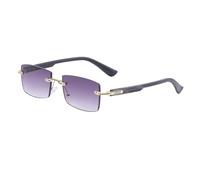 HPIRME Lunettes de soleil en métal à verres dégradés pour hommes et femmes, petites lunettes de soleil carrées sans monture pour hommes, 2, taille unique