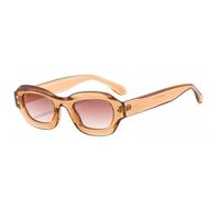 HPIRME Lunettes de soleil Fashion Polygon pour femmes, protection UV400, style rétro, rivets décoratifs (teinte dégradée thé)