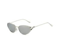 HPIRME Lunettes de soleil œil-de-chat à monture fine en métal, branches nouées rétro (blanc mercure)