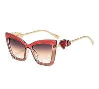 HPIRME Lunettes de soleil œil de chat en métal couleur pêche et cœur pour femmes, style rétro luxueux, protection UV400 (or, gris, thé)