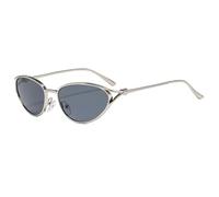 HPIRME Lunettes de soleil œil de chat en métal tendance UV400 (gris argenté)