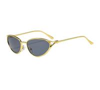 HPIRME Lunettes de soleil œil de chat en métal tendance UV400 (gris doré)