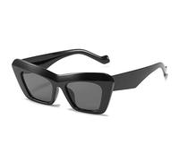 HPIRME Lunettes de soleil œil de chat femme bleu lunettes de soleil femme vintage nuances noires, gris noir, taille unique