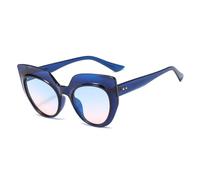 HPIRME Lunettes de soleil œil de chat surdimensionnées pour femmes, style vintage, à verres dégradés UV400 (bleu-bleu-rose)