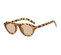 HPIRME Lunettes de soleil œil de chat tendance pour hommes et femmes, style vintage steampunk à rivets, protection UV400 (Léopard Thé)