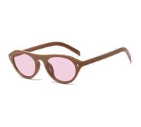 HPIRME Lunettes de soleil œil de chat tendance pour hommes et femmes, style vintage steampunk à rivets, protection UV400 (rose thé)