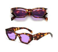 HPIRME Lunettes de Soleil Oeil de Chat Polygone Femmes Rétro Coloré Léopard Nuances UV400 Hommes Lunettes de Soleil Dégradées, C7, taille unique