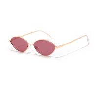 HPIRME Lunettes de soleil ovales polarisées tendance pour femmes, monture en métal luxueux, style vintage, protection UV400 (C1 or rose)