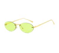 HPIRME Lunettes de soleil ovales sans monture, rivets, mode Street Snap, protection UV pour femmes (vert)