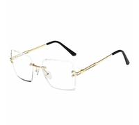 HPIRME Lunettes de soleil oversize sans monture pour femmes, style luxueux, en métal, protection UV400 pour hommes (dorées et transparentes).