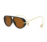 HPIRME Lunettes de soleil oversize style punk, protection UV400 (noir-marron)