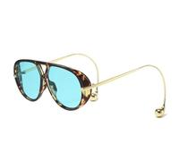 HPIRME Lunettes de soleil oversize style punk, protection UV400 (vert ambré)