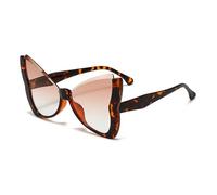 HPIRME Lunettes de soleil papillon à demi-monture pour femme, motif décoratif tendance (léopard)